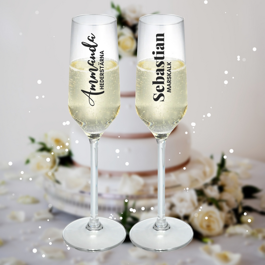 Champagneglas med Tryck