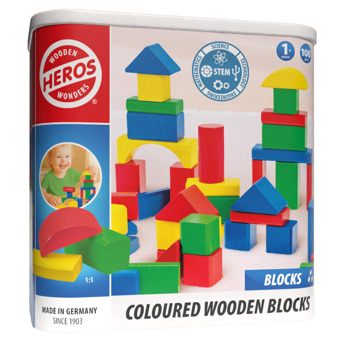 Heros Blocks Coloured Wooden Blocks 100pcs