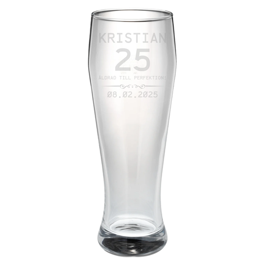 Ölglas med Gravyrtryck