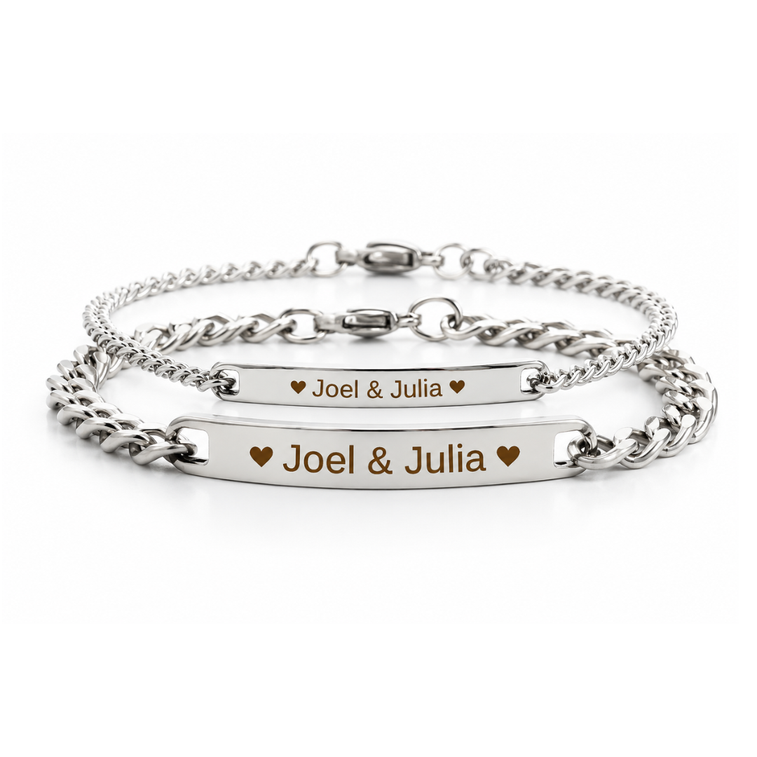 Personliga Pararmband med Egen Gravyr
