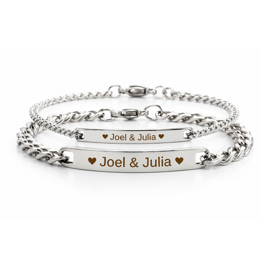 Personliga Pararmband med Egen Gravyr