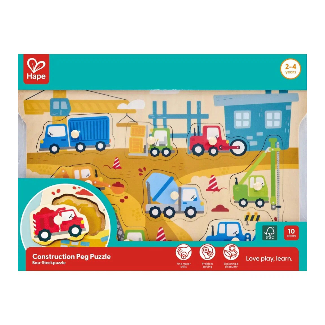 Hape Construction Vehicles Peg Puzzle