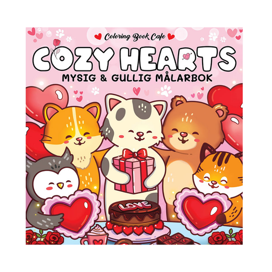 Cozy Hearts Målarbok