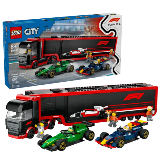 Lego F1 Lastbil Med RB20 & AMR24 F1 Bilar