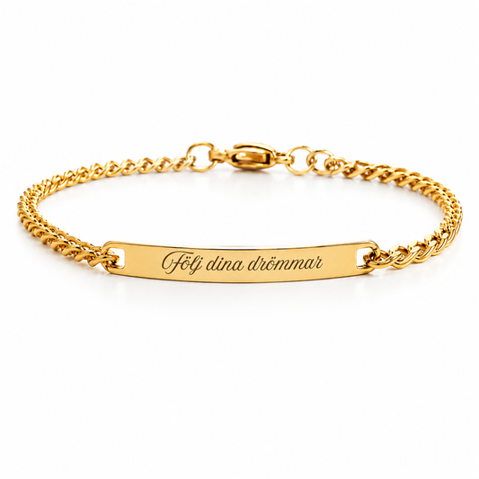 Personligt Armband med Egen Gravyr - Guld