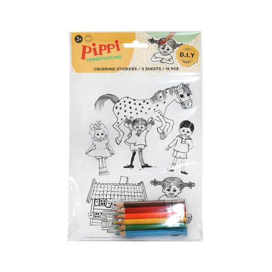Pippi Klistermärken Att Färglägga + Pennor
